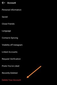 how to delete instagram account