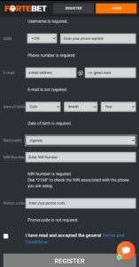 how to register on fortebet uganda